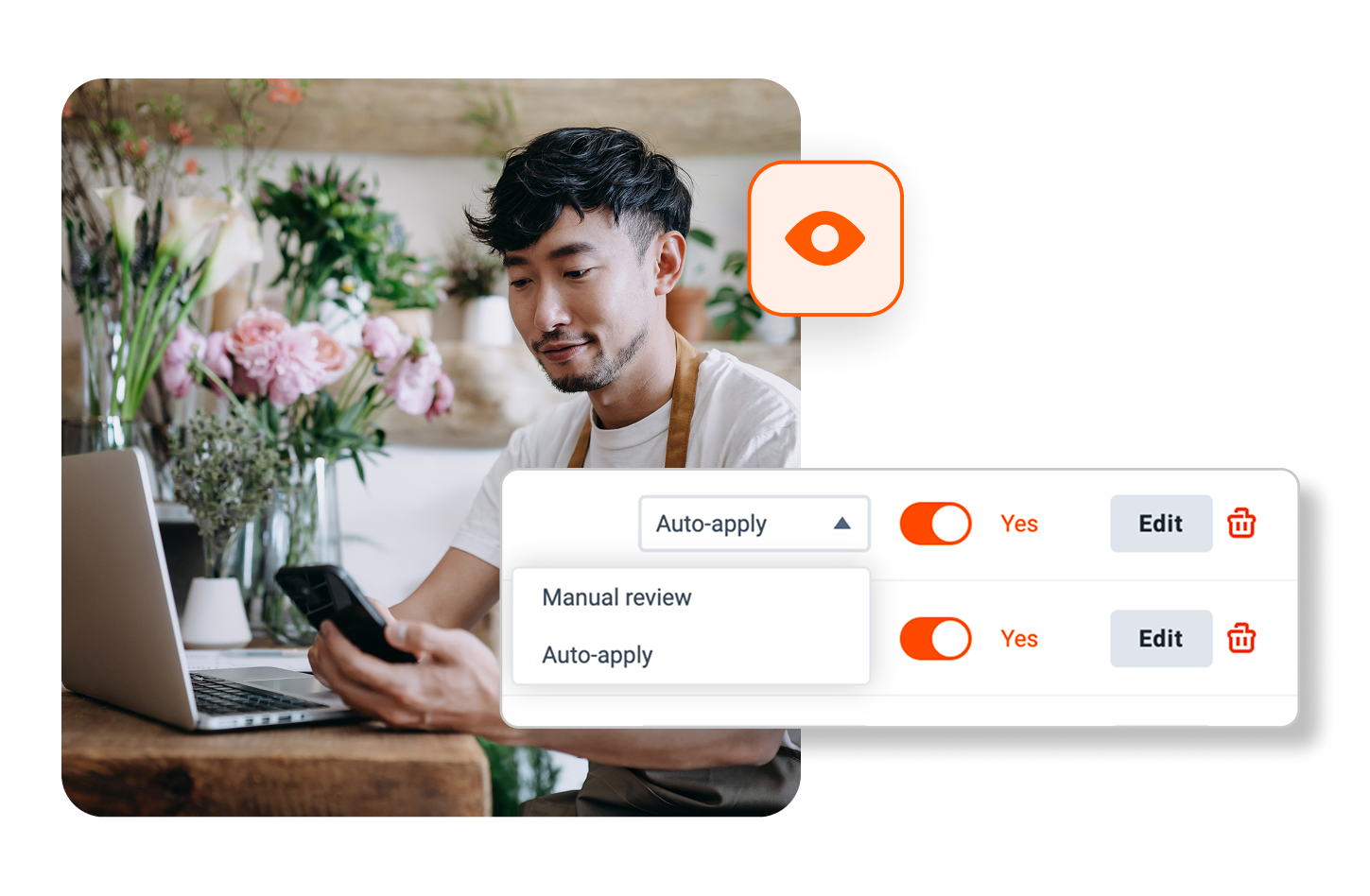 Business owners adjusting bookkeeping automation rules in AI Assist, Dext's ai agent for bookkeeping